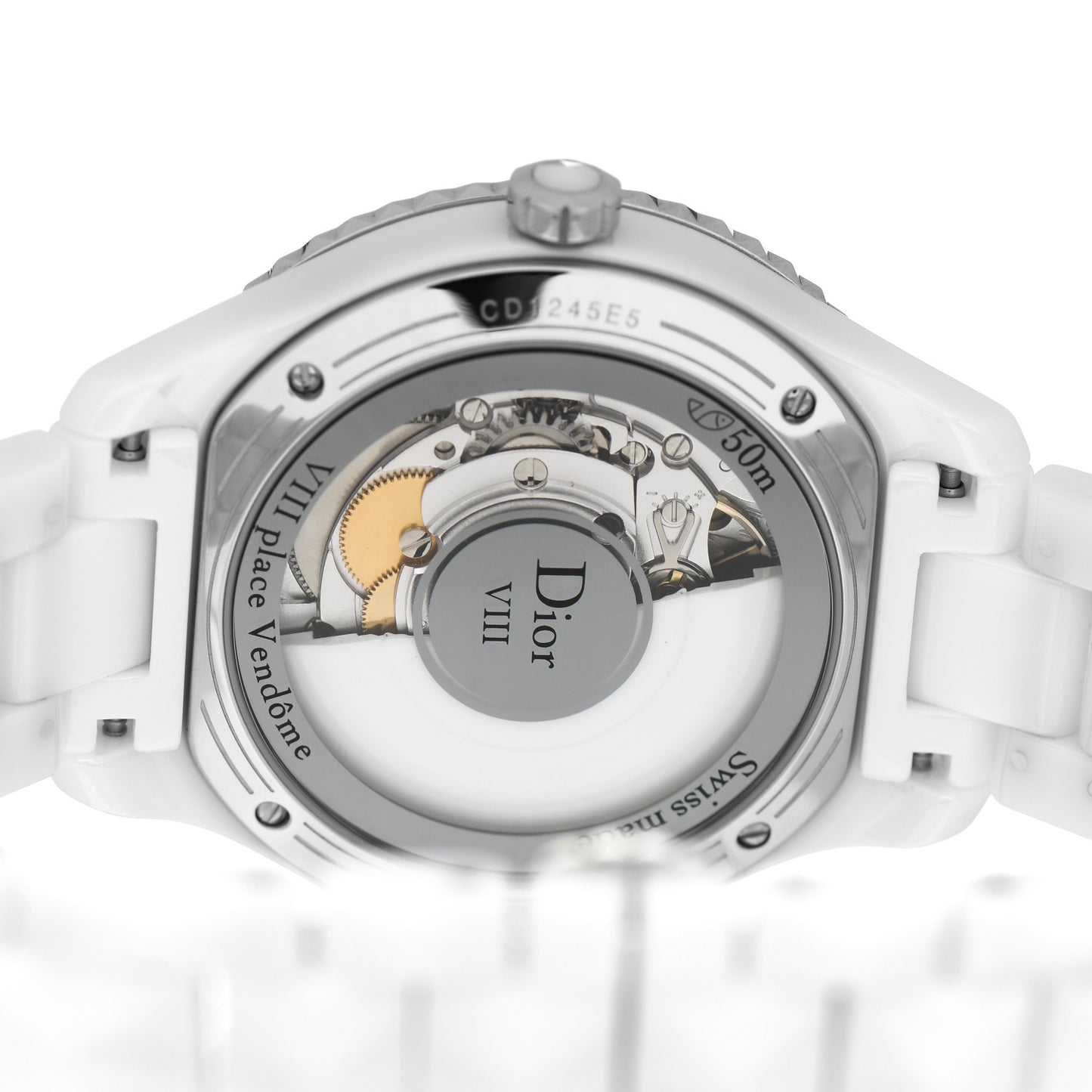 Stainless Steel Ceramic Diamond Pave Bezel Mother of Pearl 38mm Dior VIII Automatic Watch White