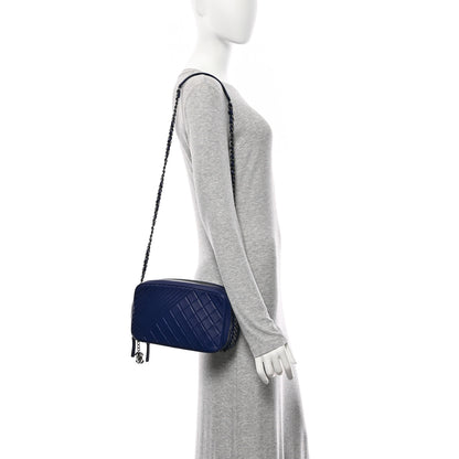 Chanel Lambskin Large Coco Boy Camera Case Blue 2 of 11