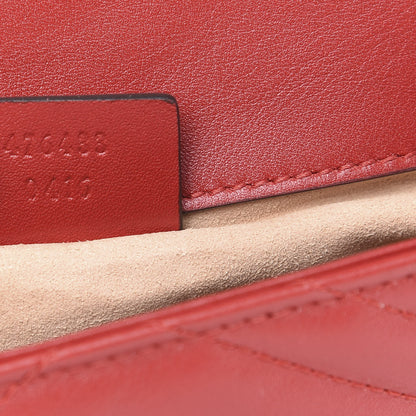 Gucci Calfskin Matelasse Super Mini GG Marmont Shoulder Bag Hibiscus Red 7 of 12