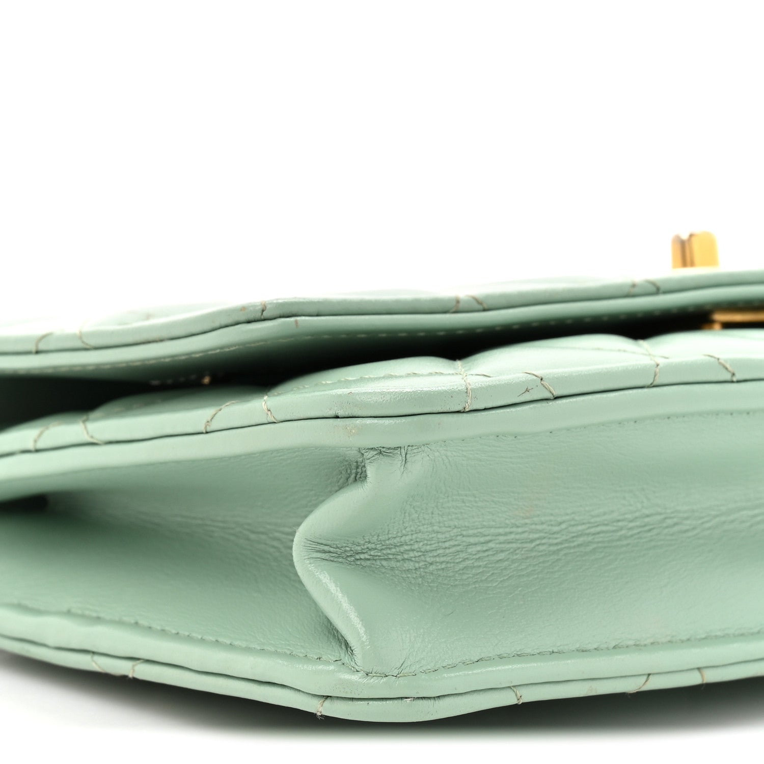 Chanel Shiny Calfskin Quilted Metal Top Handle Wallet On Chain WOC Light Green 11 of 15