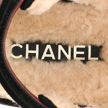 Chanel Calf Hair Suede Shearling Dad Sandals 36 Burgundy Black 7 of 10