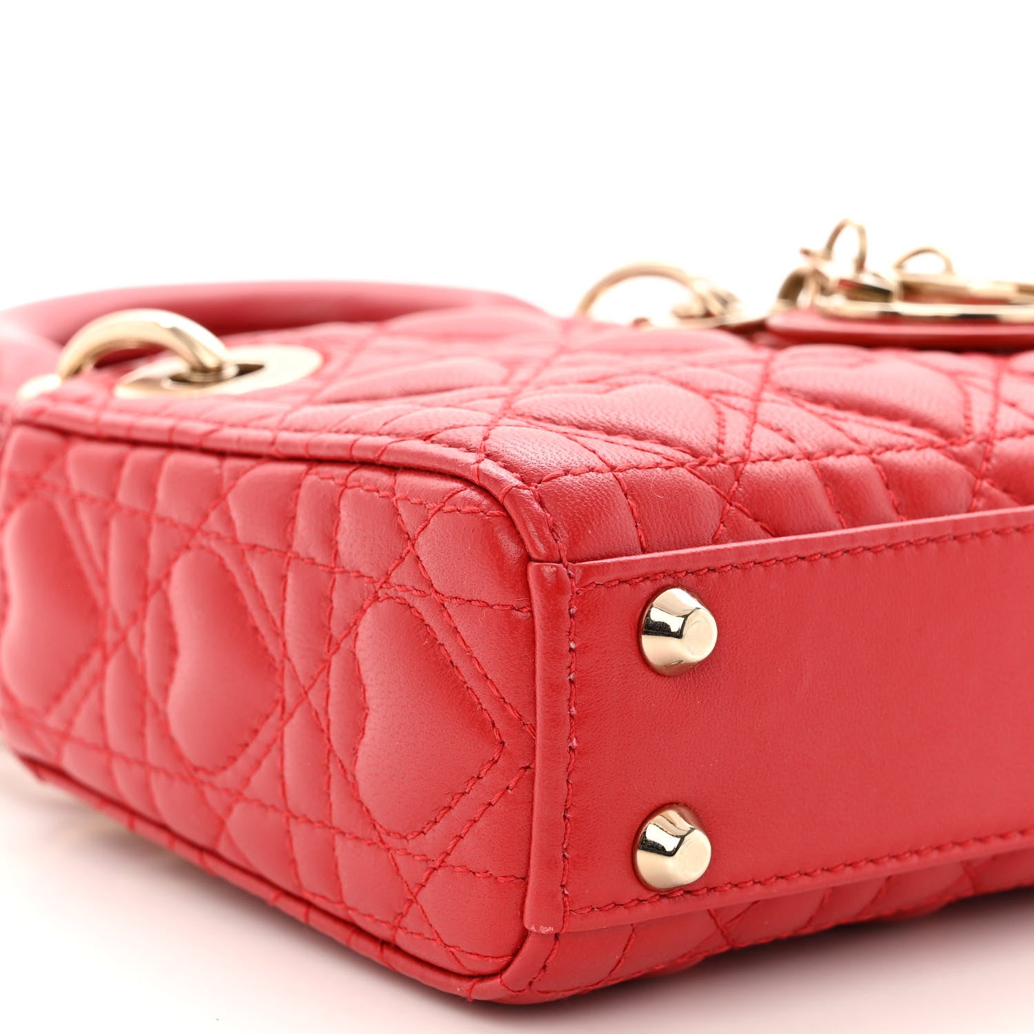 Christian Dior Calfskin Cannage Dioramour Micro Lady Dior Bright Red 8 of 9