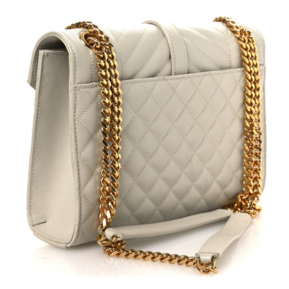 Saint Laurent Grain De Poudre Textured Mixed Matelasse Medium Triquilt Monogram Satchel Crema Soft 2 of 12