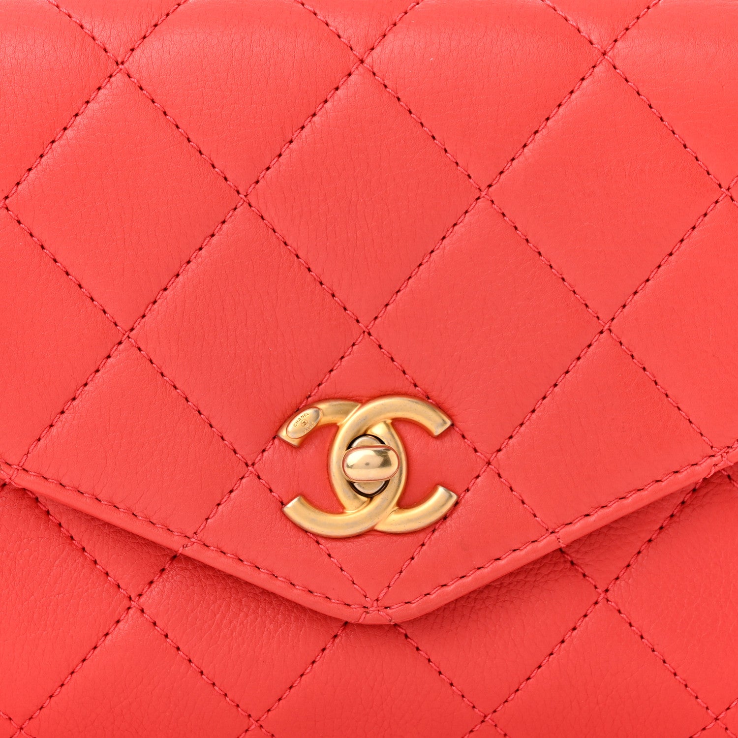 Chanel Calfskin Quilted Metal Small Top Handle Envelope Flap Red 9 of 12