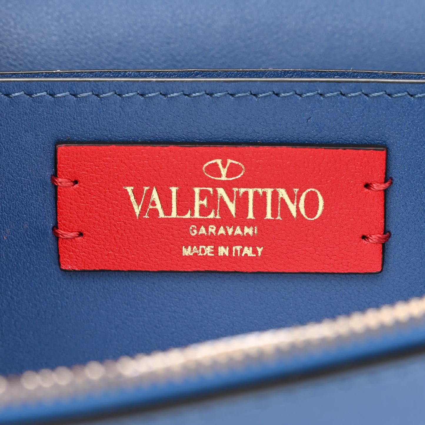 Calfskin Rockstud Flap Wallet on Chain Blue China