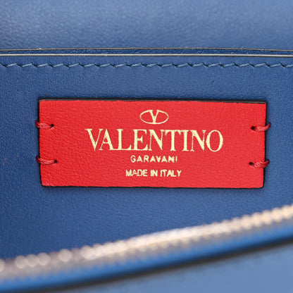 Valentino Garavani Calfskin Rockstud Flap Wallet on Chain Blue China 6 of 10