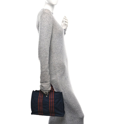 Hermes Canvas Tout Fourre PM Navy Brown 2 of 9