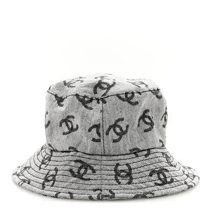 Chanel Denim CC Bucket Hat M White Black 5 of 11