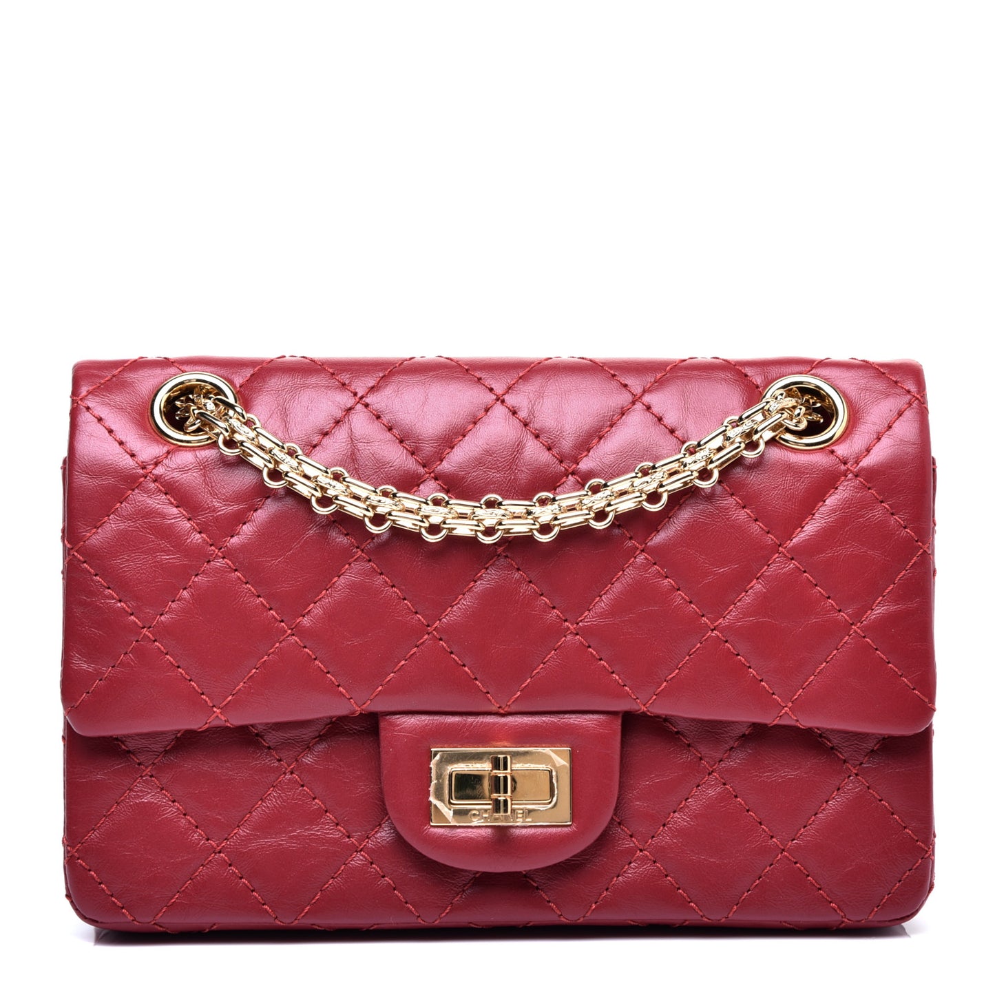 Aged Calfskin Quilted 2.55 Reissue Mini Flap Red