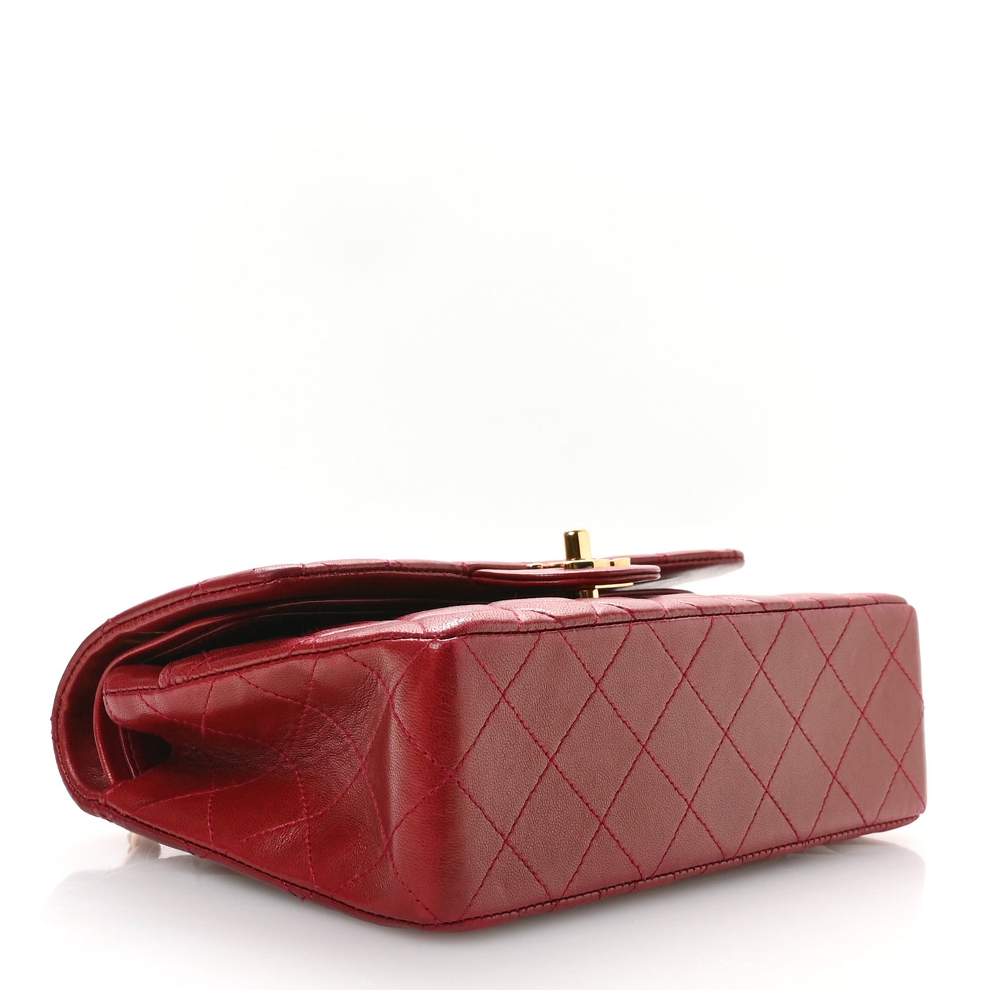 Lambskin Quilted Small Double Flap Red