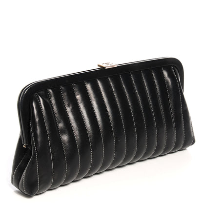 Chanel Lambskin Vertical Quilted Mademoiselle Clutch Black 3 of 7