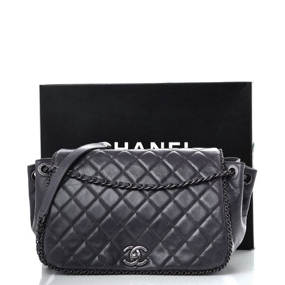 Chanel Calfskin Quilted Large CC Enchained Accordion Flap Grey 9 of 9