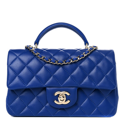 Chanel Lambskin Quilted Mini Top Handle Rectangular Flap Dark Blue 1 of 10
