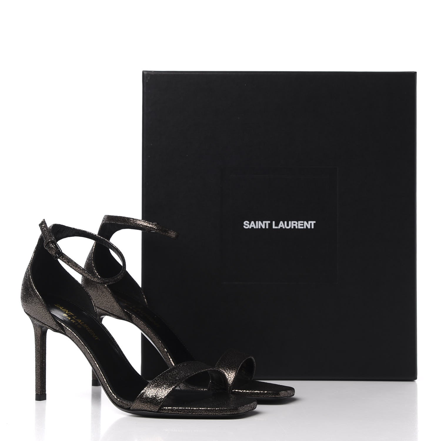 Saint Laurent Evora Amber 85 Astrap Sandals 36.5 Gunmetal 10 of 10
