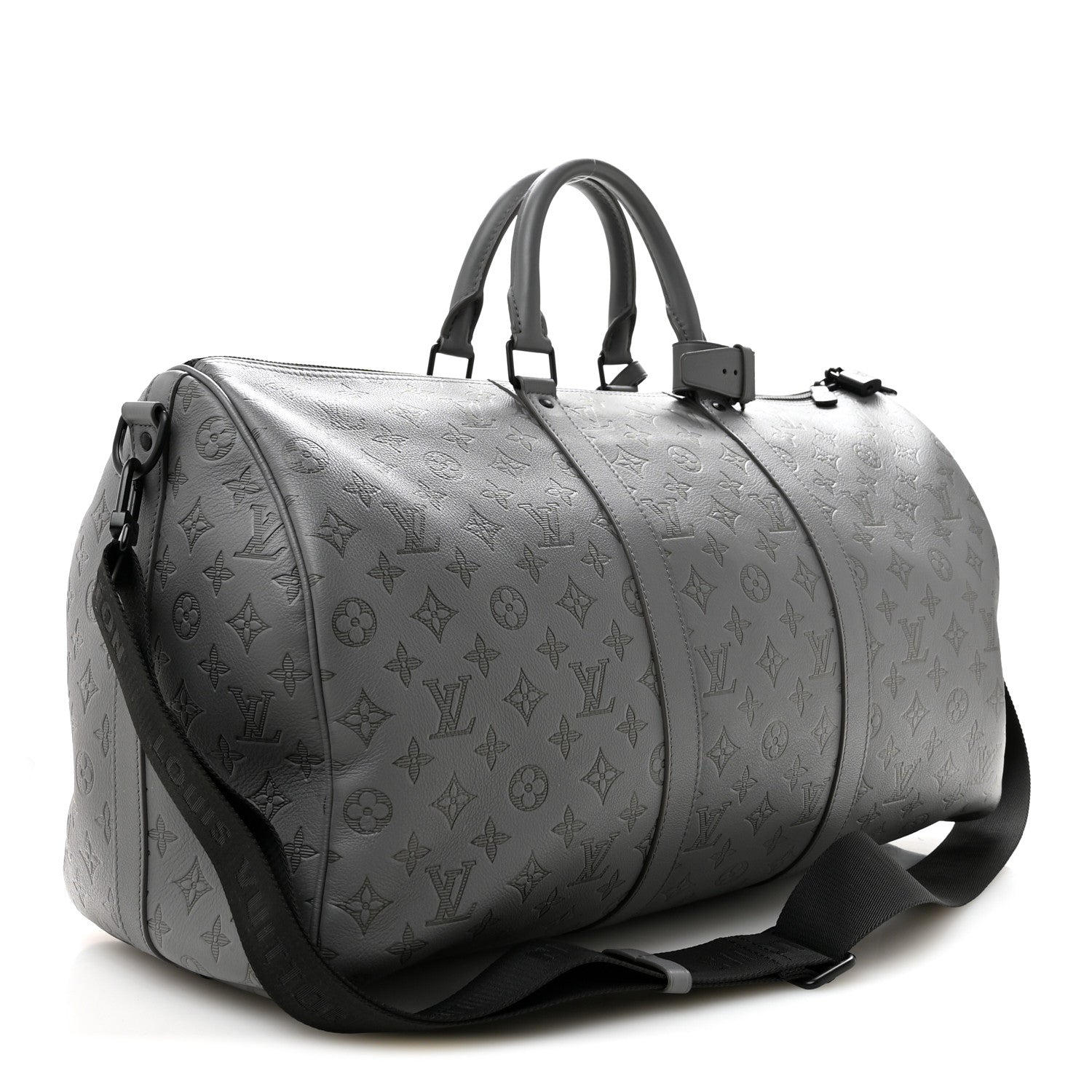 Louis Vuitton Calfskin Monogram Shadow Keepall Bandouliere 50 Anthracite gray 2 of 12
