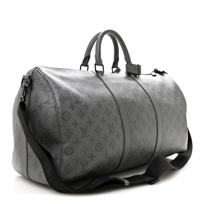 Louis Vuitton Calfskin Monogram Shadow Keepall Bandouliere 50 Anthracite gray 2 of 12