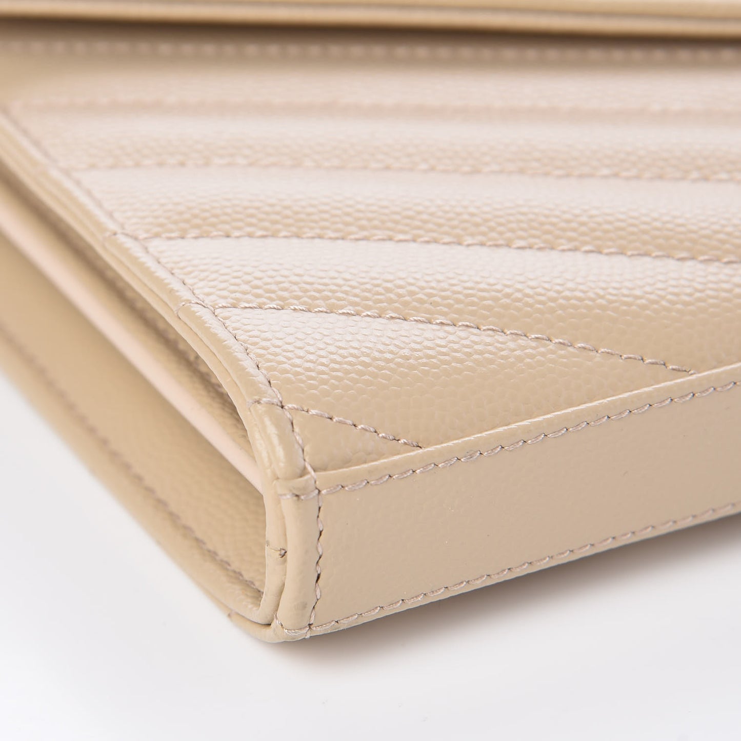 Grain De Poudre Matelasse Chevron Monogram Chain Wallet Nude Powder