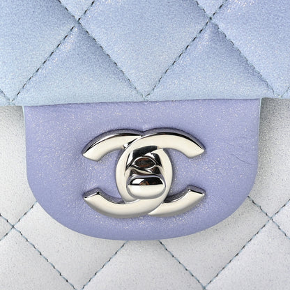 Chanel Perforated Lambskin Quilted Medium Double Flap Light Blue Light Purple White 18 of 19