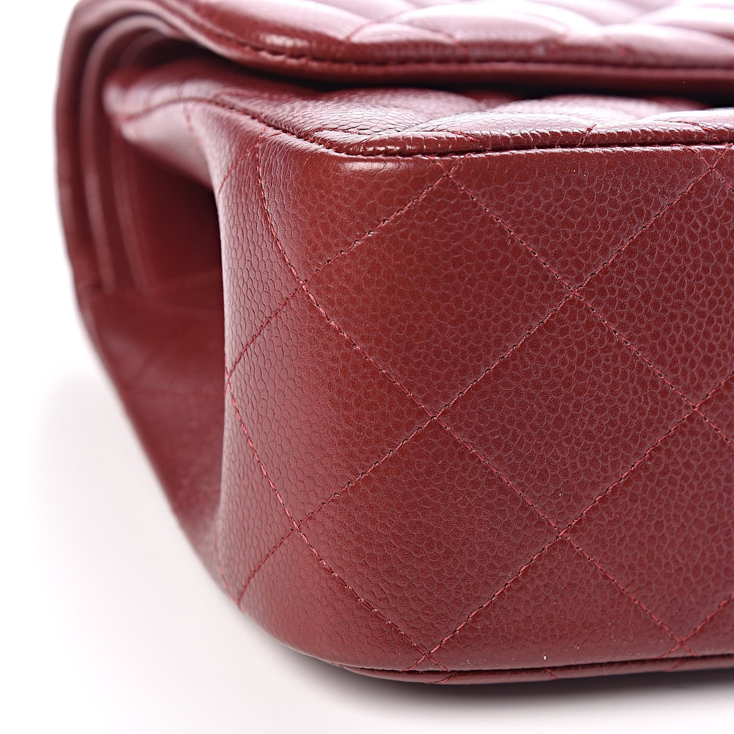 Caviar Quilted Jumbo Double Flap Dark Red