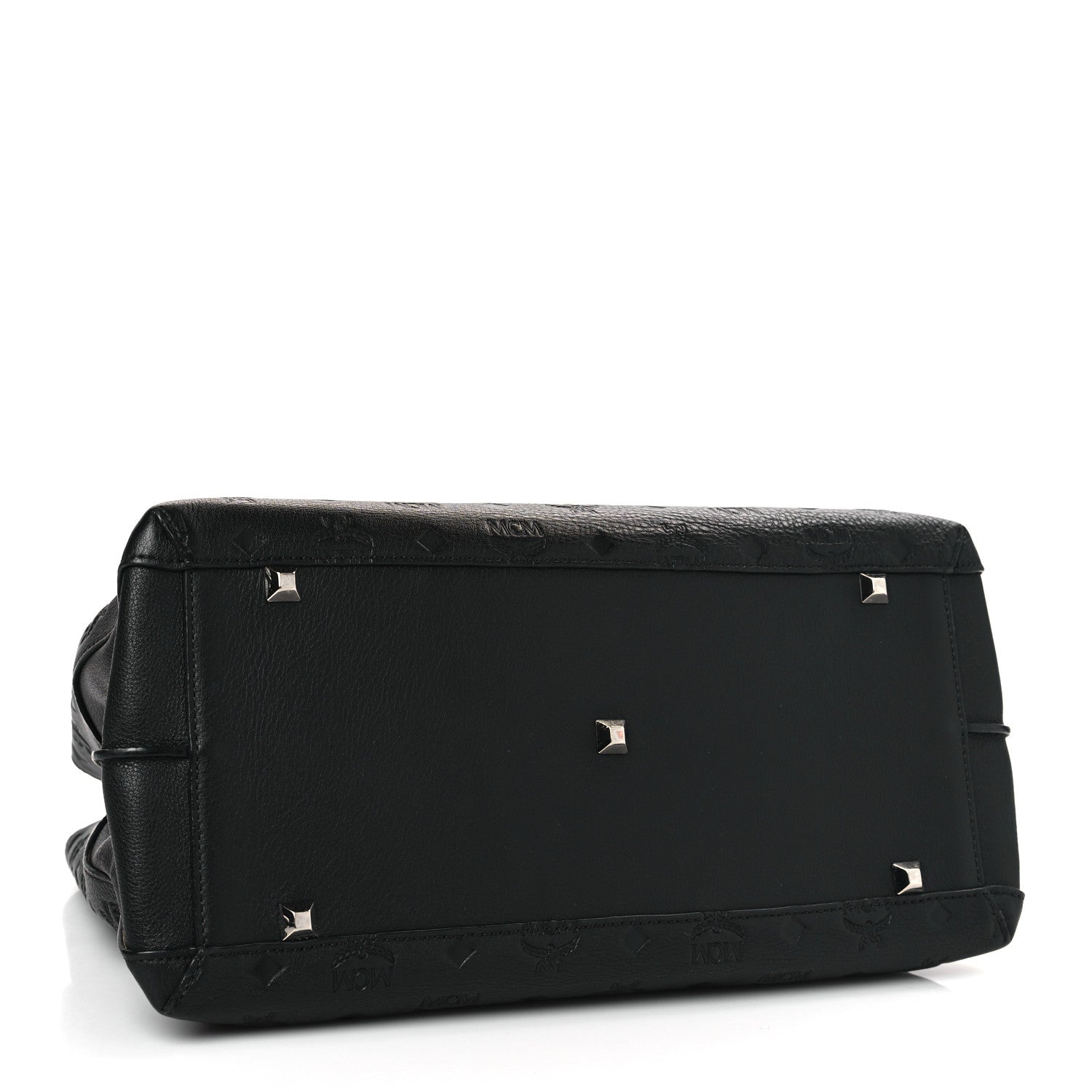 MCM Calfskin Ottomar Monogram Large Essential Tote Black 4 of 9