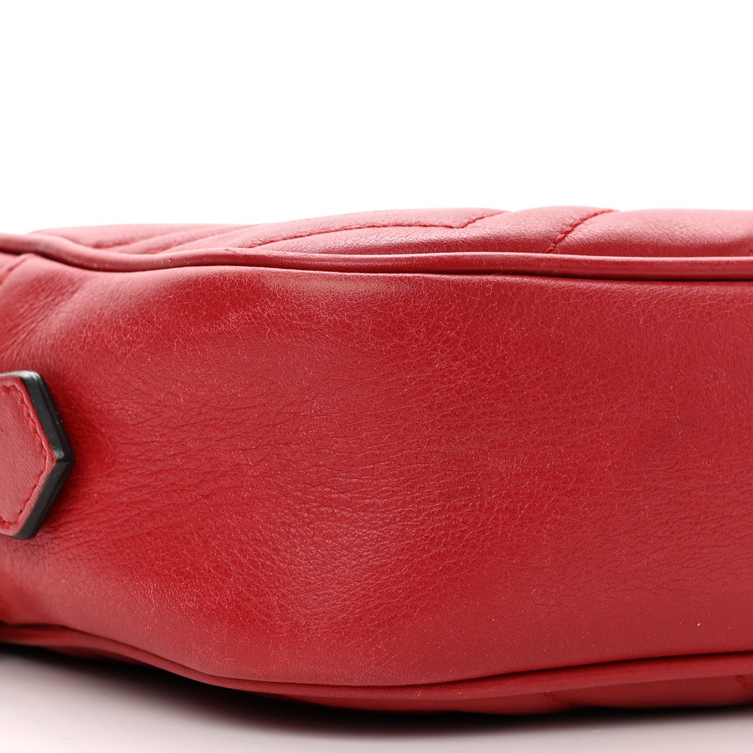 Gucci Calfskin Matelasse Mini GG Marmont Chain Shoulder Bag Hibiscus Red 9 of 12