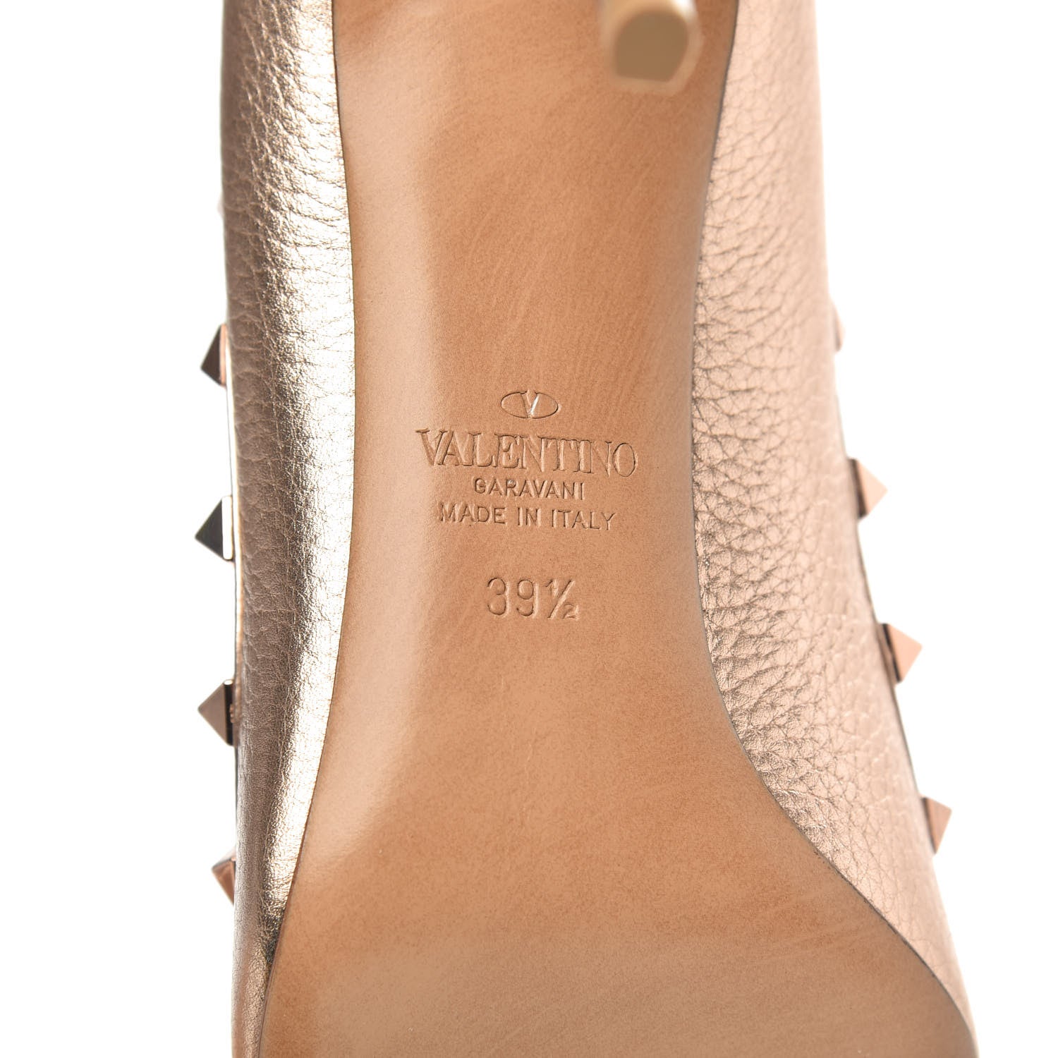Valentino Garavani Metallic Pebbled Calfskin Rockstud 85mm Pumps 39.5 Rame 6 of 9