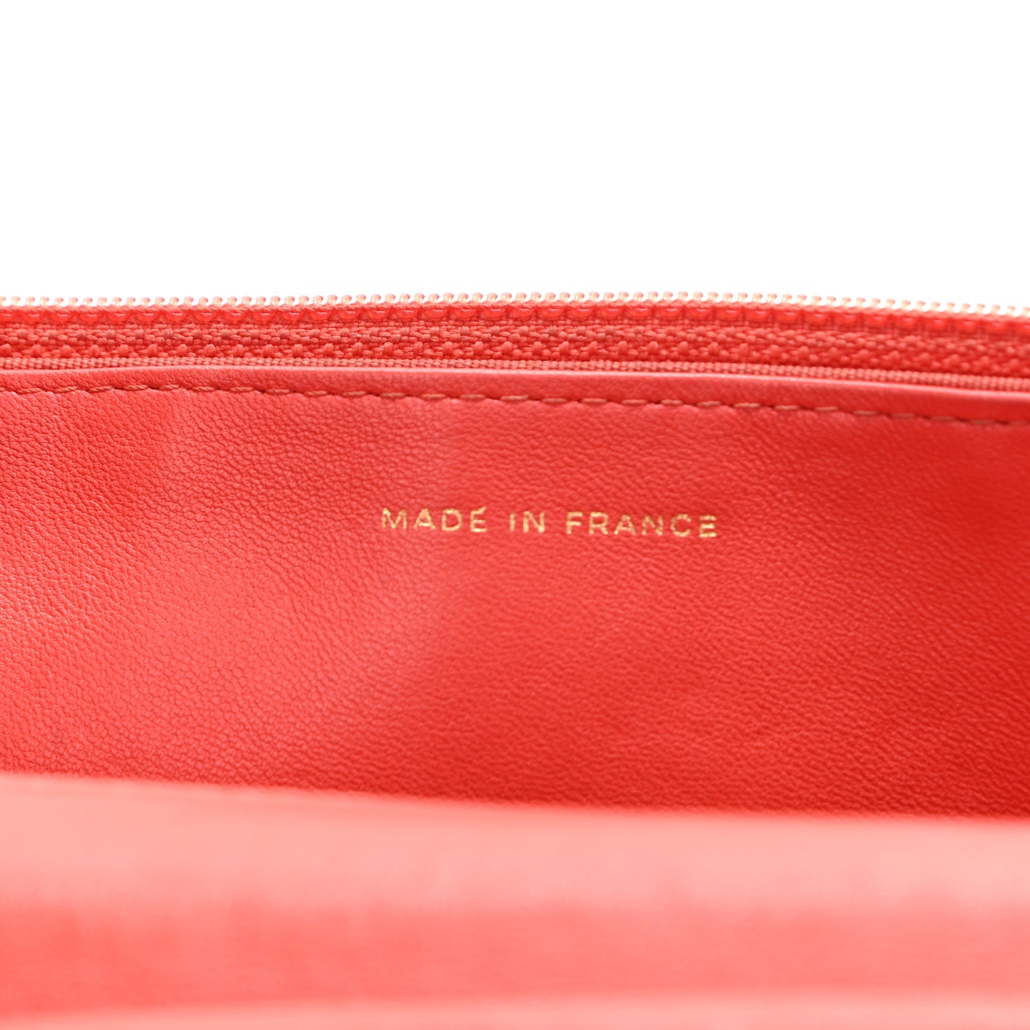 Lambskin Quilted Wallet On Chain WOC Light Red
