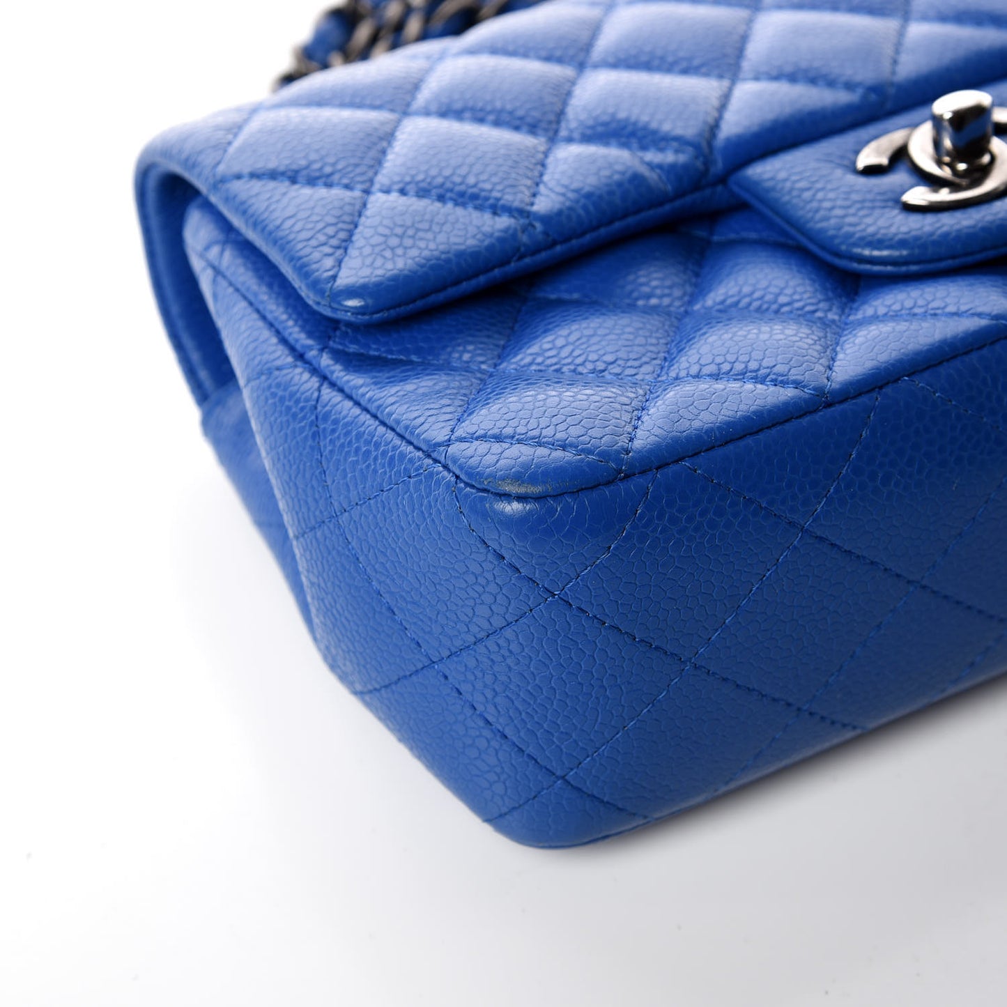 Caviar Quilted Mini Rectangular Flap Blue