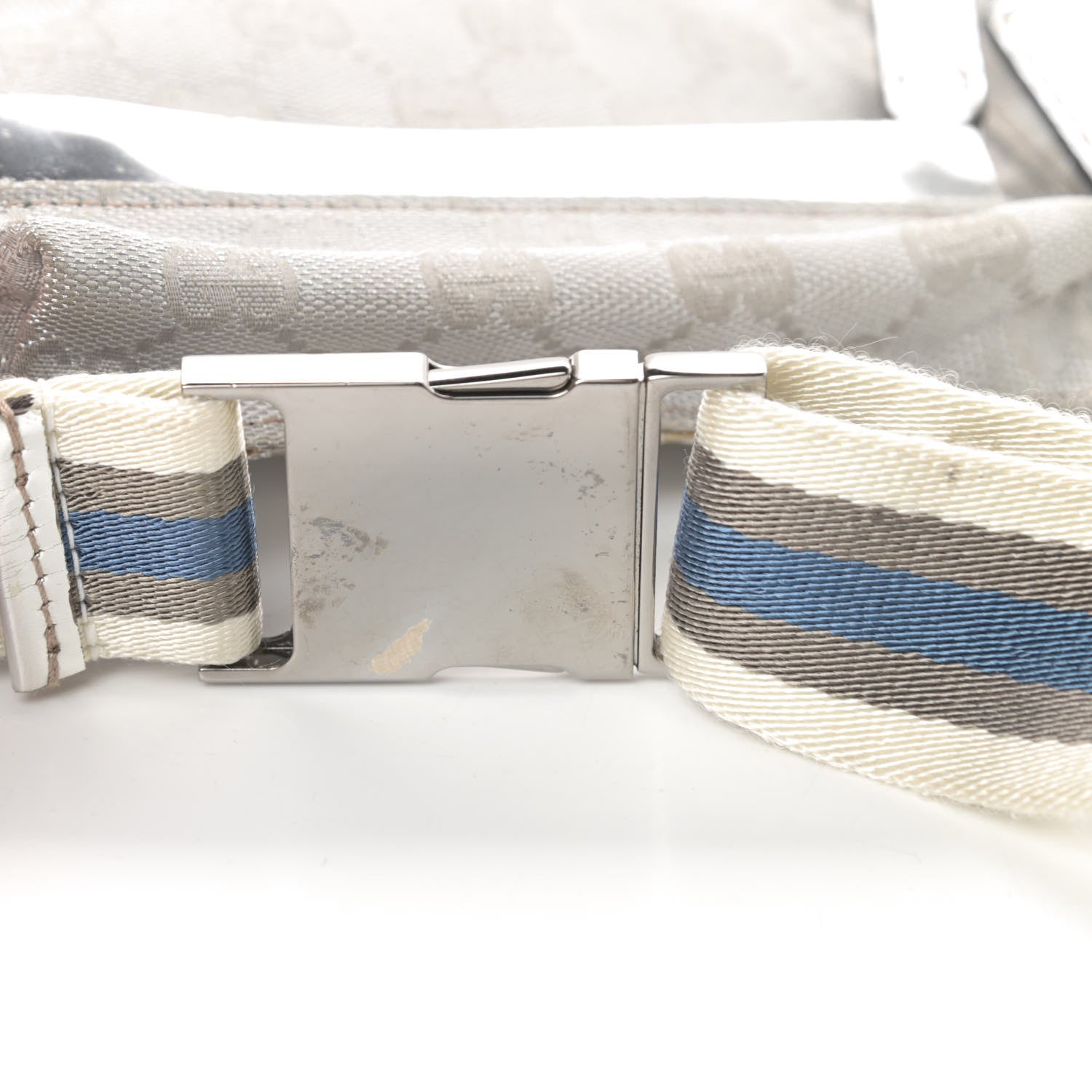 Gucci GG Monogram Web Double Pocket Belt Bag Silver 16 of 17