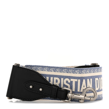Christian Dior Canvas Embroidered Shoulder Strap Light Blue 1 of 8