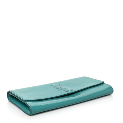 Saint Laurent Textured Patent Monogram Small Belle De Jour Clutch Turquoise 4 of 7