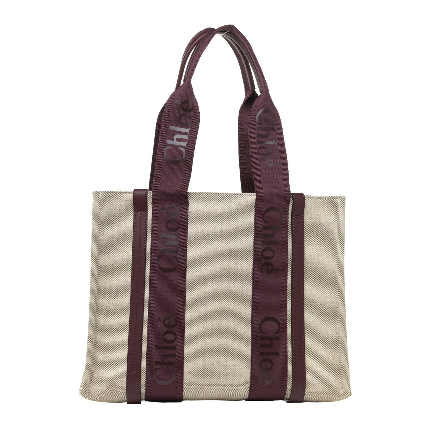 Cotton Calfskin Medium Woody Ribbon Tote Burgundy