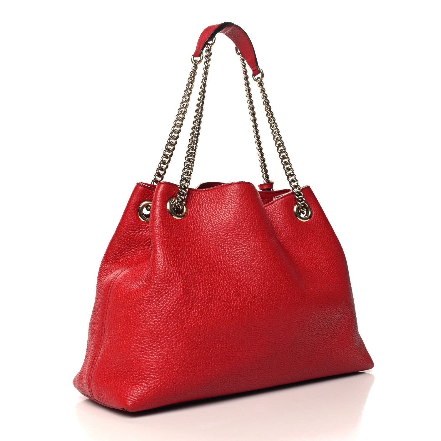 Gucci Pebbled Calfskin Medium Soho Chain Shoulder Bag Tabasco Red 3 of 12