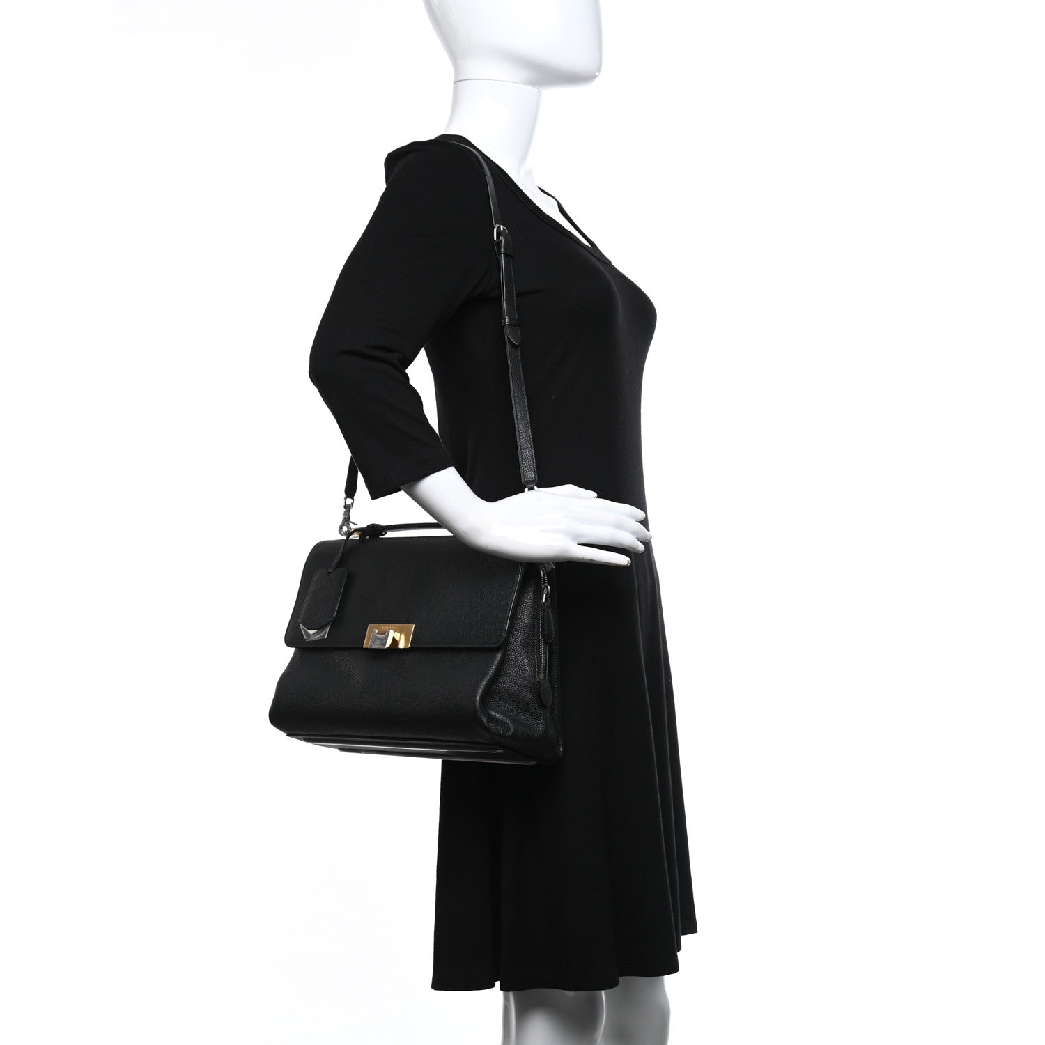 Balenciaga Grained Calfskin Le Dix Small Soft Cartable Black 2 of 9