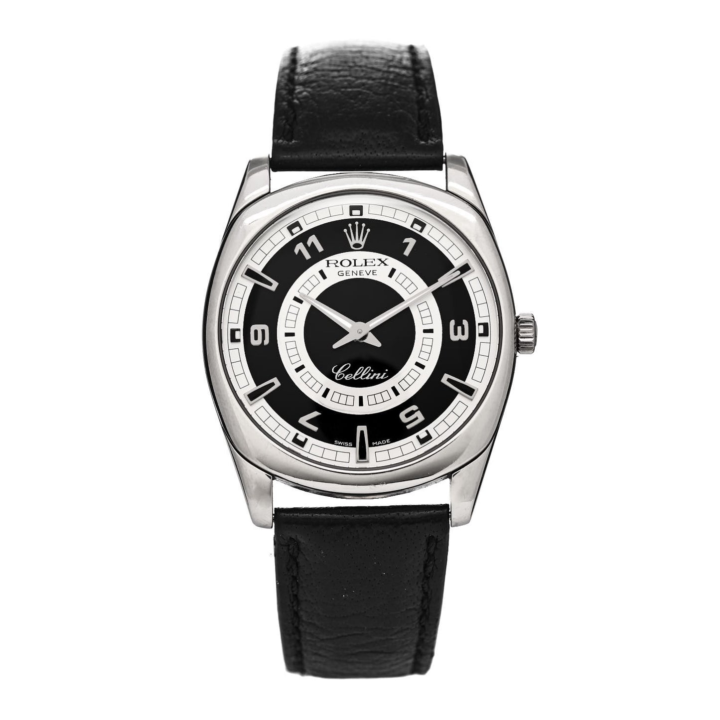 18K White Gold Alligator 38mm Cellini Watch Black 4243
