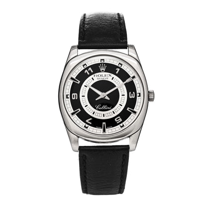 Rolex 18K White Gold Alligator 38mm Cellini Watch Black 4243 1 of 4
