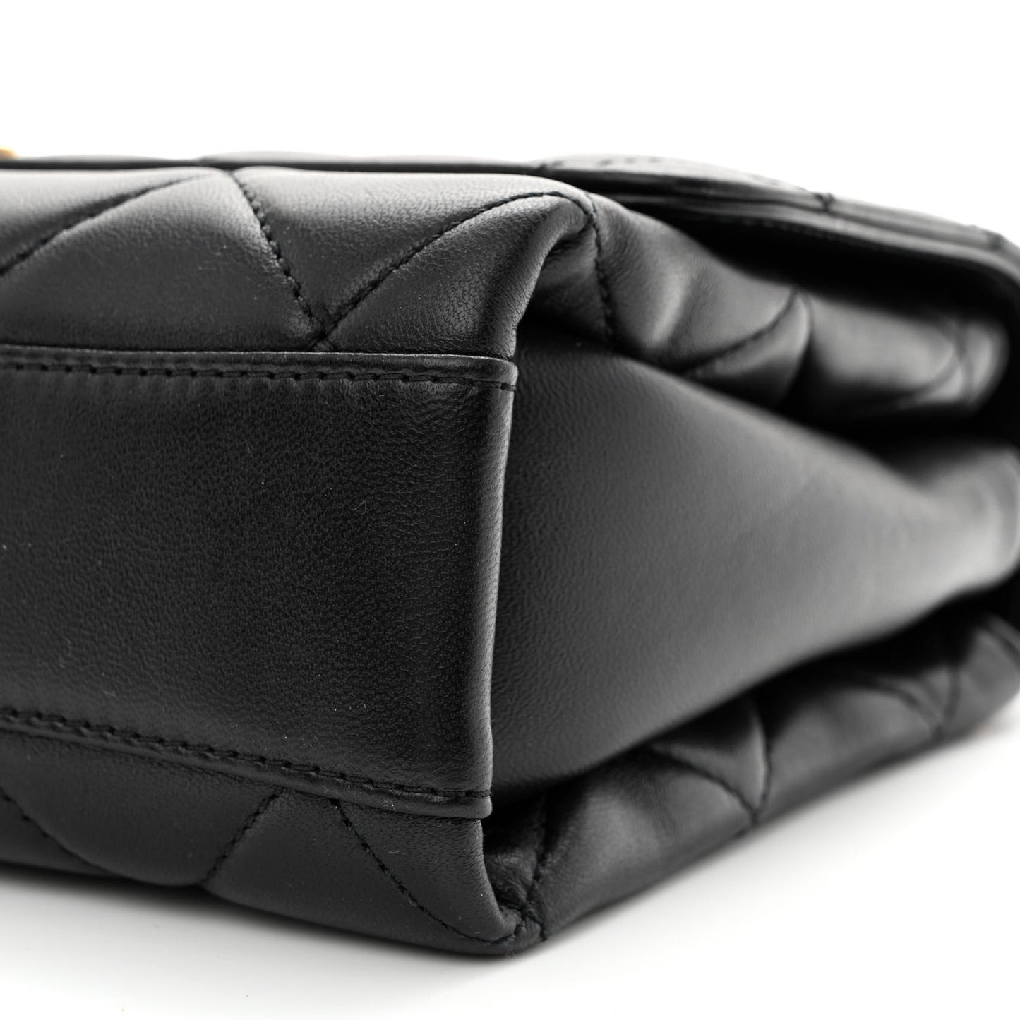Lambskin Quilted CC Crystal Logo Chain Flap Black