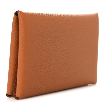 Hermes Epsom Calvi Duo Card Case Gold 3 of 8