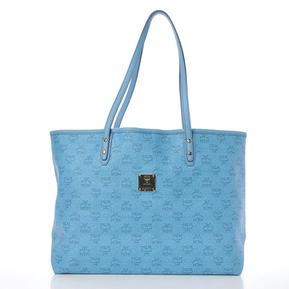 MCM Coated Canvas Shopper Tote Blue 4 of 15