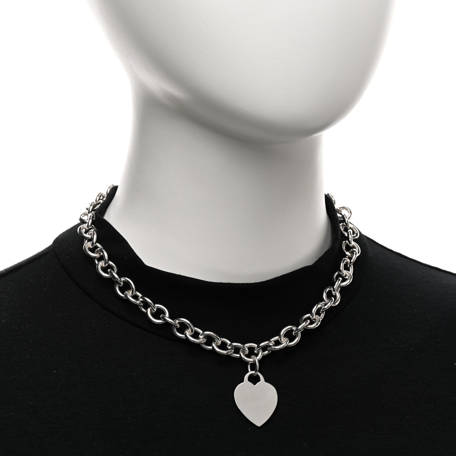 Tiffany Sterling Silver Heart Tag Pendant Necklace 2 of 5