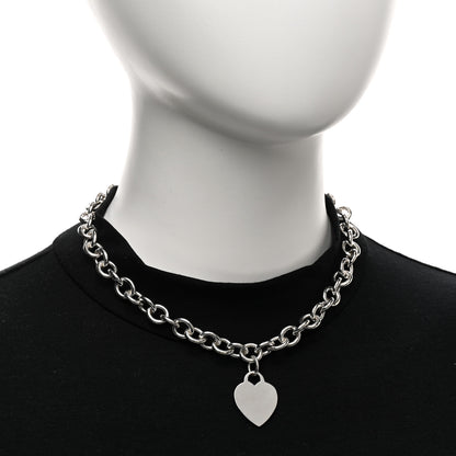 Tiffany Sterling Silver Heart Tag Pendant Necklace 2 of 5