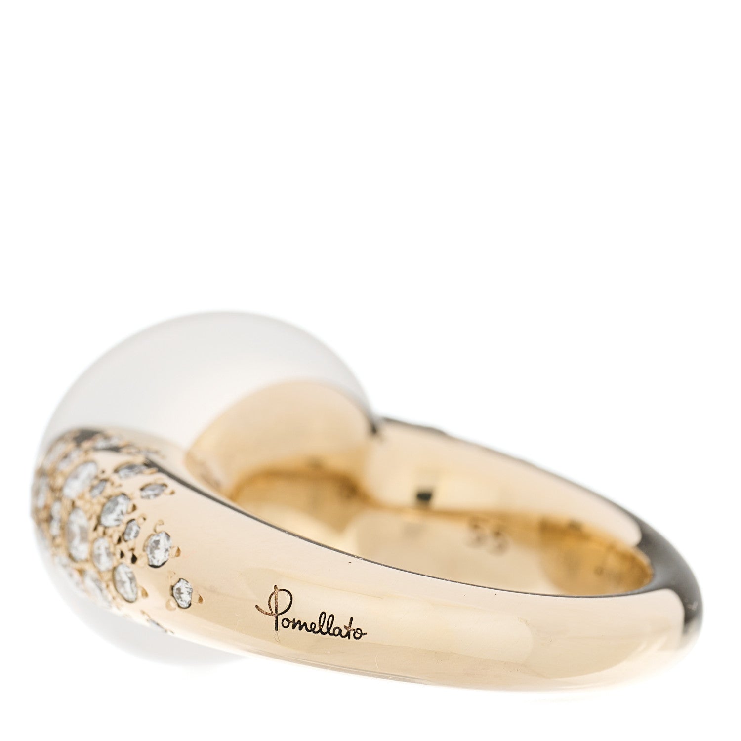 Pomellato 18K White Gold Diamond White Quartz Iconica Ring 55 7.25 5 of 9