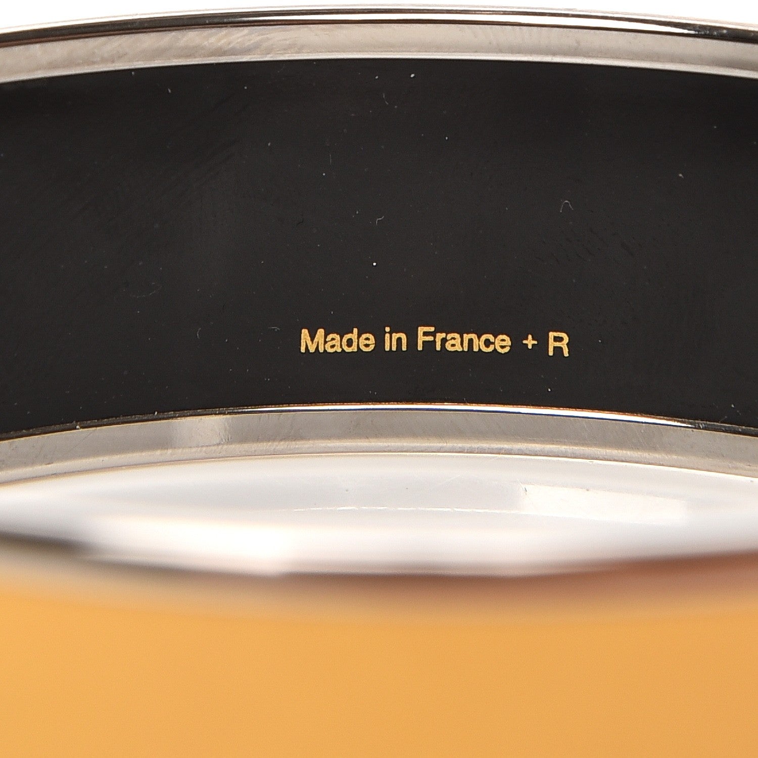Hermes Enamel Printed Wide Caleche Bracelet 70 Jaune De Mars 4 of 5