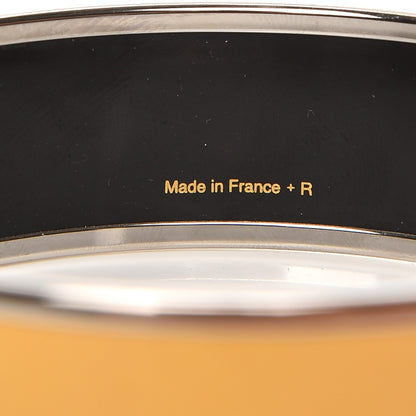 Hermes Enamel Printed Wide Caleche Bracelet 70 Jaune De Mars 4 of 5