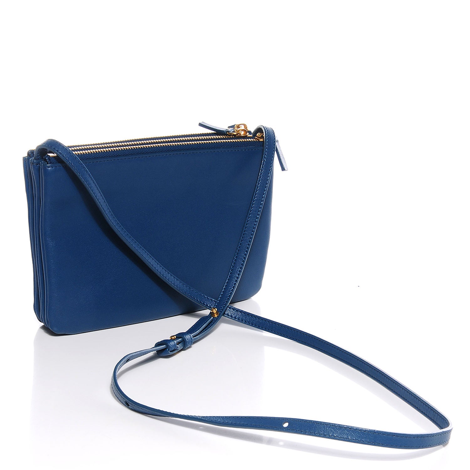 Celine Lambskin Small Trio Crossbody Bag Metallic Blue 3 of 8