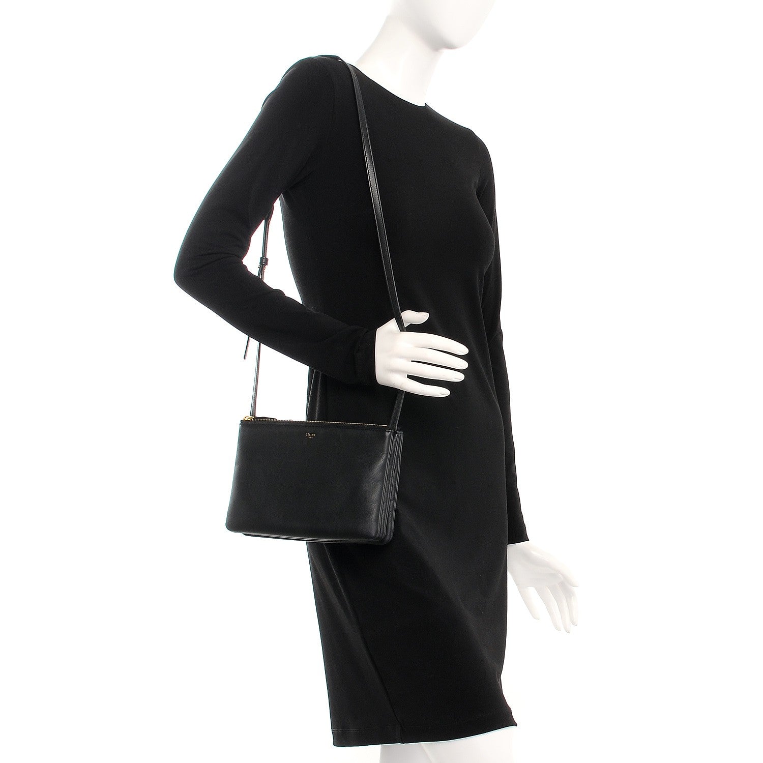 Celine Lambskin Small Trio Crossbody Bag Black 2 of 7