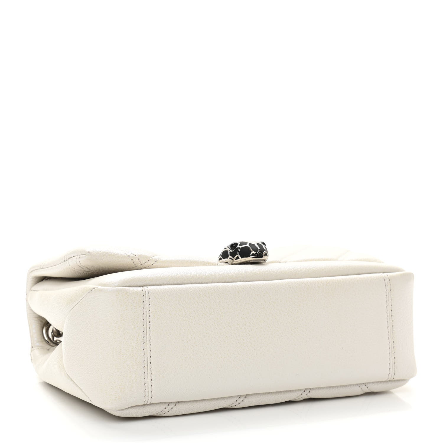 Bulgari Calfskin Matelasse Small Serpenti Cabochon Shoulder Bag White 4 of 11