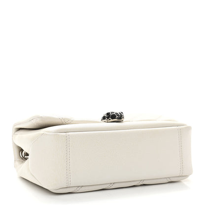 Bulgari Calfskin Matelasse Small Serpenti Cabochon Shoulder Bag White 4 of 11