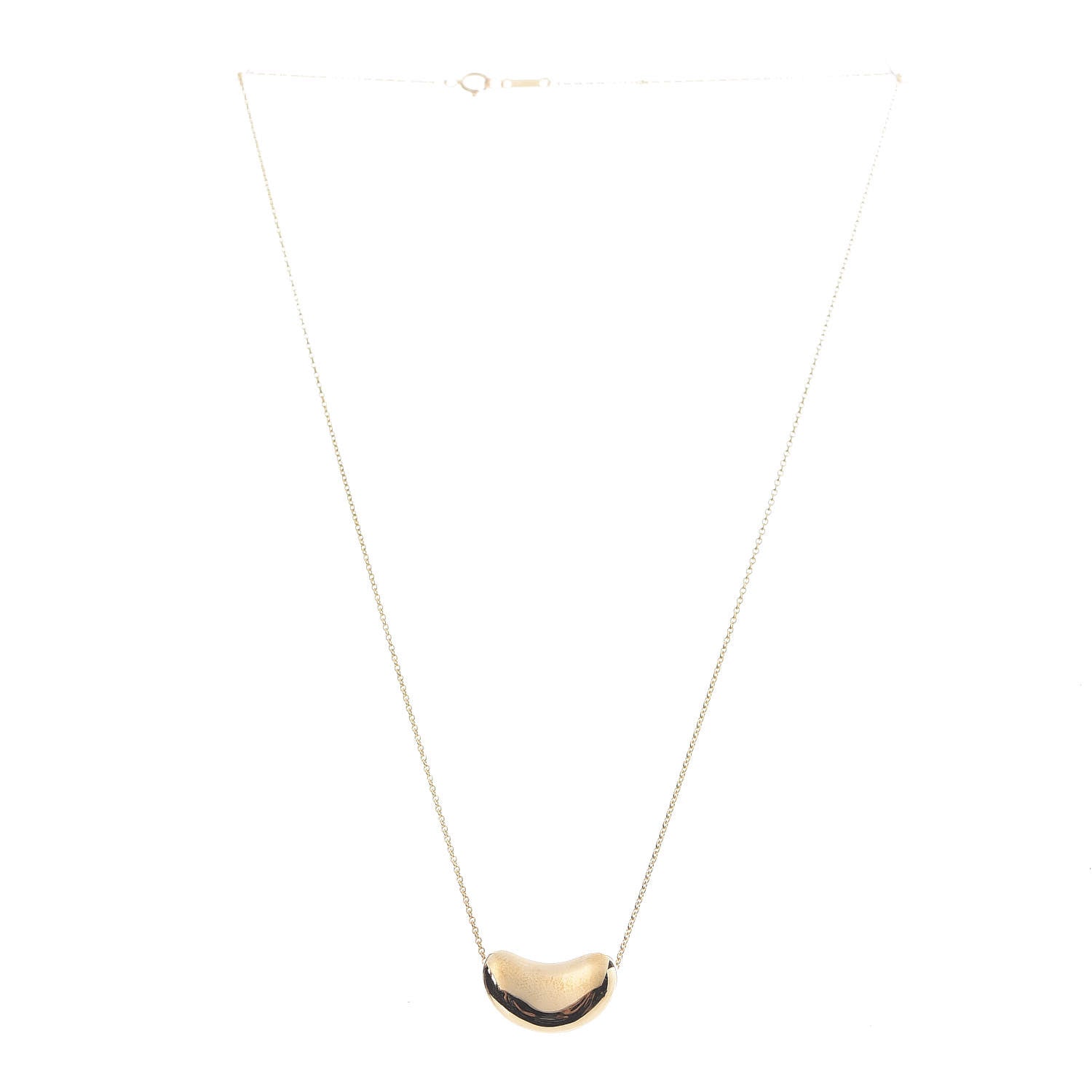 Tiffany 18K Yellow Gold 18mm Elsa Peretti Bean Pendant Necklace 3 of 7