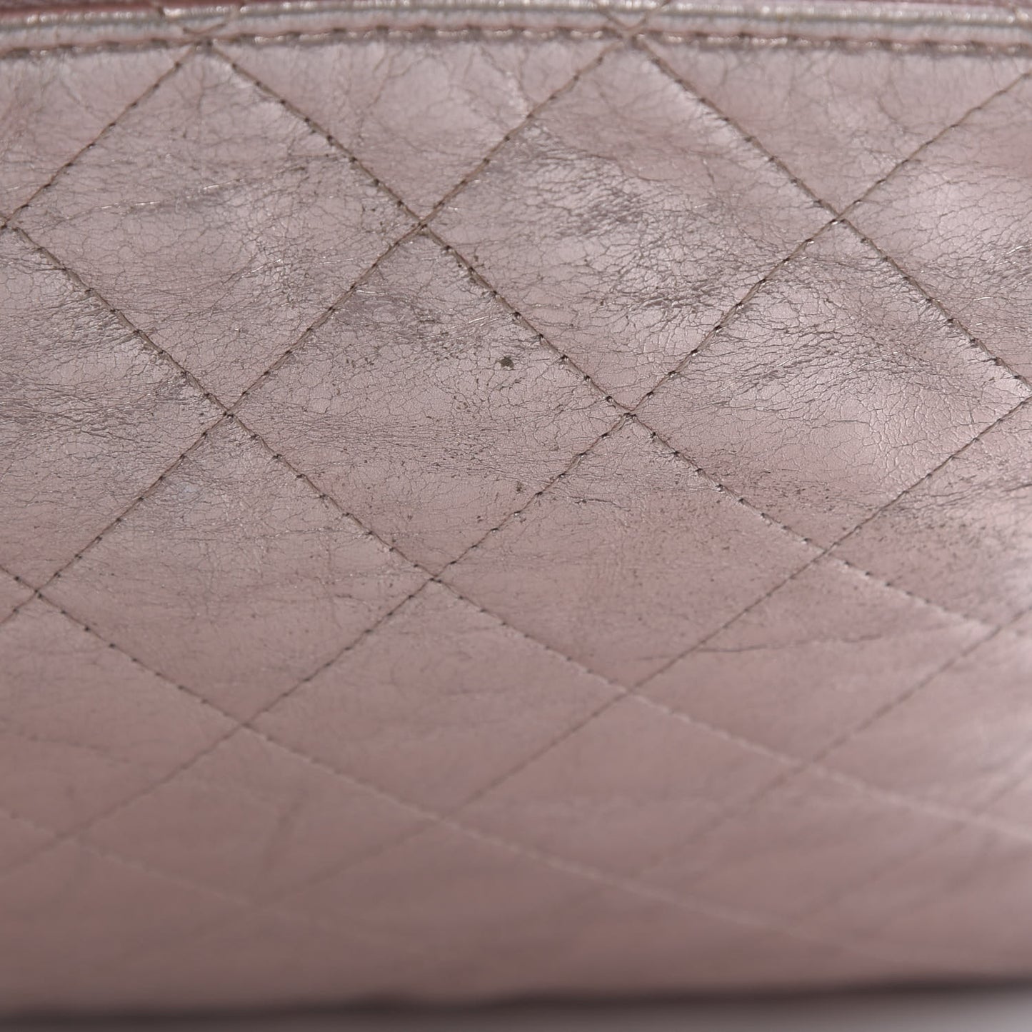 Metallic Aged Calfskin Quilted Medium Cosmetic Case Pink